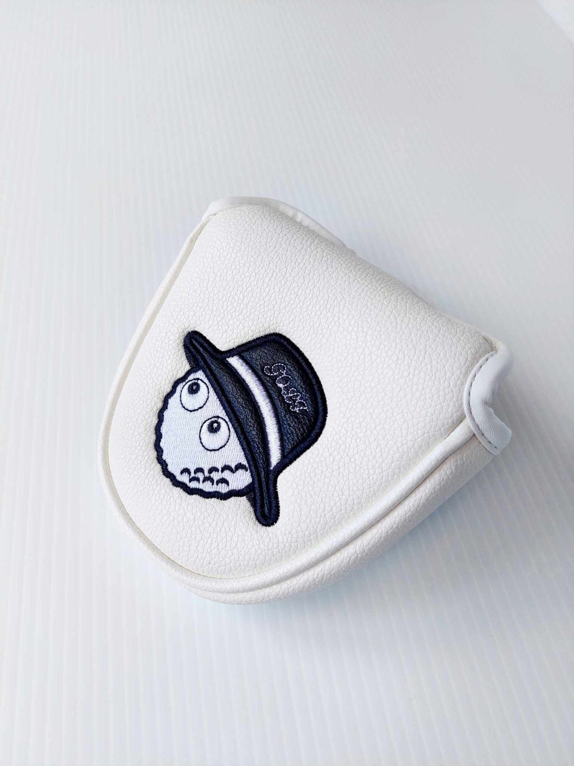 Mallet style golf club putter cover- White Golf Ball