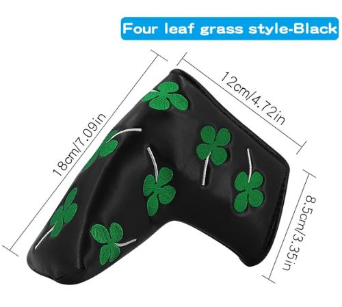 Blade style golf putter club cover- Black 4 Leaf Clover