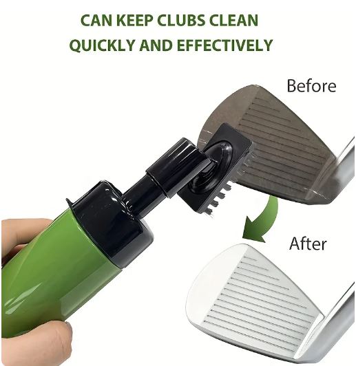 Green spray brush for golf club cleaning