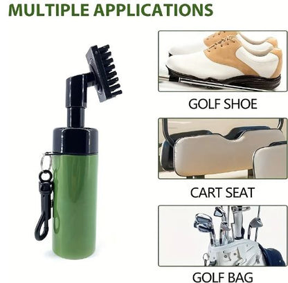 Green spray brush for golf club cleaning