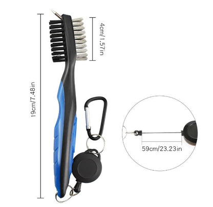 Golf Club Brush Groove Cleaner with Retractable Zip-line