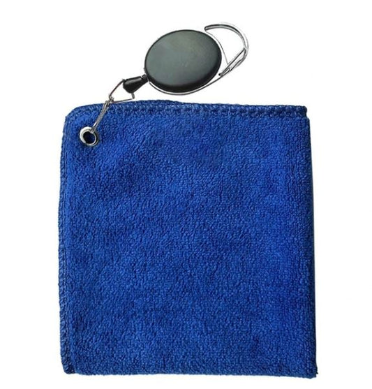 Blue Golf Towel with Retractable Hook