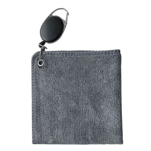 Grey Golf Towel with Retractable Hook