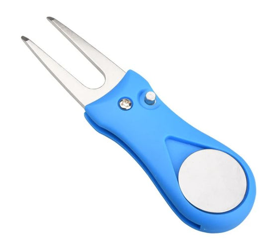 Blue Golf Divot Repair Tool With Ball Marker