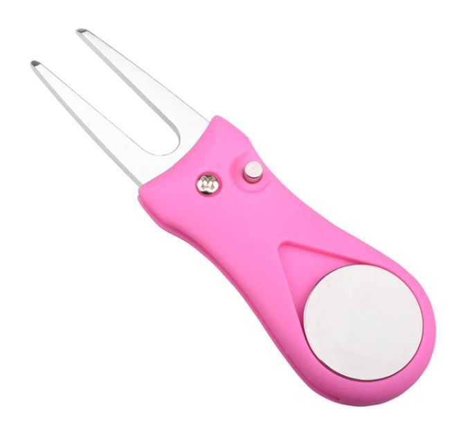 Pink Golf Divot Repair Tool With Ball Marker